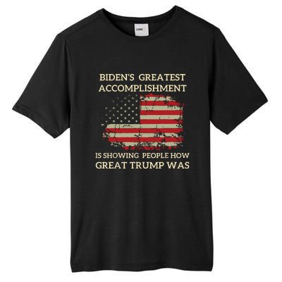 Funny Bidens Greatest Accomplishment Is Showing Trump 2024 Tall Fusion ChromaSoft Performance T-Shirt