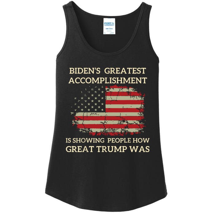 Funny Bidens Greatest Accomplishment Is Showing Trump 2024 Ladies Essential Tank