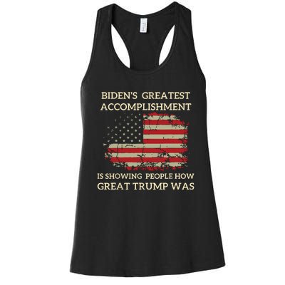 Funny Bidens Greatest Accomplishment Is Showing Trump 2024 Women's Racerback Tank