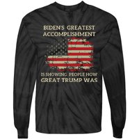 Funny Bidens Greatest Accomplishment Is Showing Trump 2024 Tie-Dye Long Sleeve Shirt