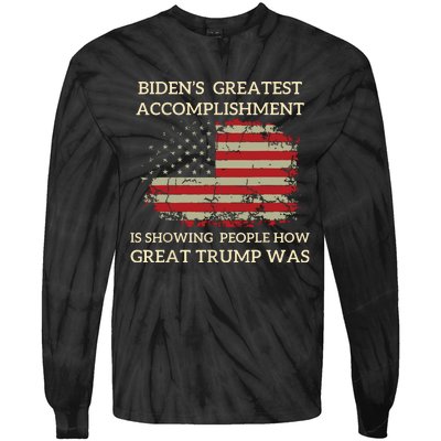 Funny Bidens Greatest Accomplishment Is Showing Trump 2024 Tie-Dye Long Sleeve Shirt