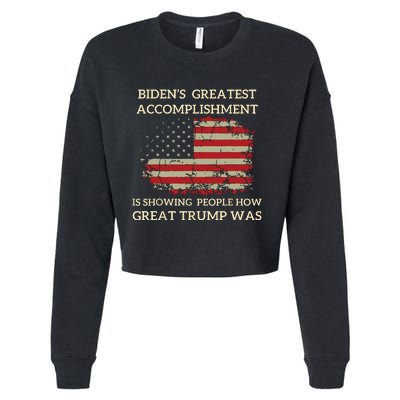 Funny Bidens Greatest Accomplishment Is Showing Trump 2024 Cropped Pullover Crew