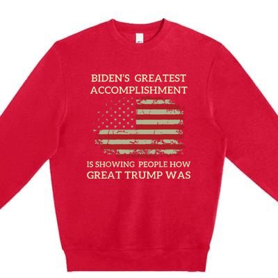 Funny Bidens Greatest Accomplishment Is Showing Trump 2024 Premium Crewneck Sweatshirt