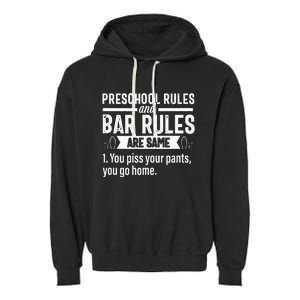 Funny Bartender Gift Women Men Rules Bartending Mixologist Garment-Dyed Fleece Hoodie