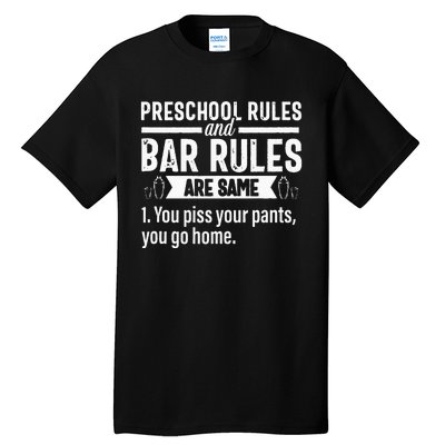 Funny Bartender Gift Women Men Rules Bartending Mixologist Tall T-Shirt