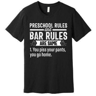 Funny Bartender Gift Women Men Rules Bartending Mixologist Premium T-Shirt