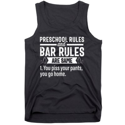 Funny Bartender Gift Women Men Rules Bartending Mixologist Tank Top