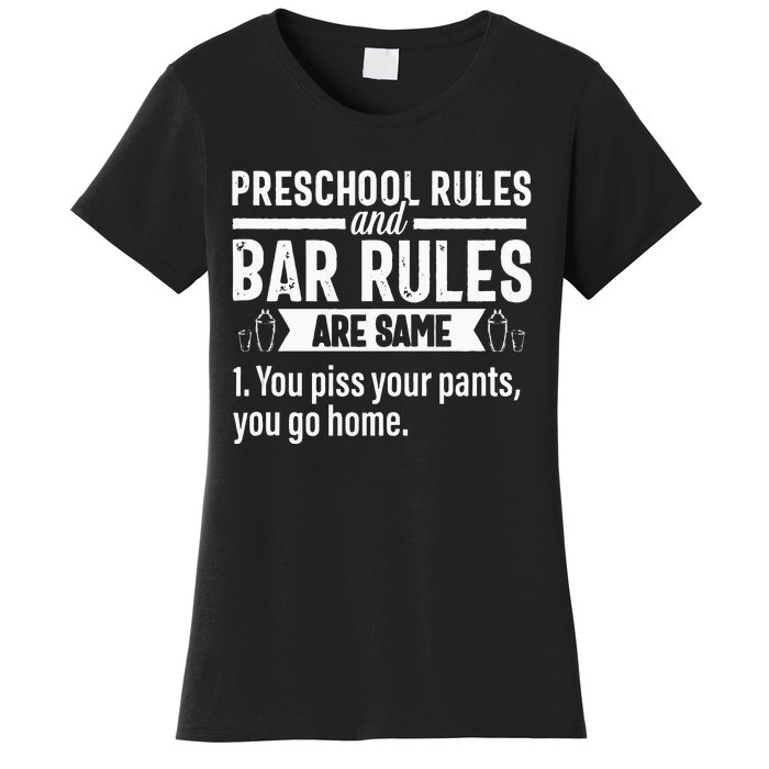 Funny Bartender Gift Women Men Rules Bartending Mixologist Women's T-Shirt