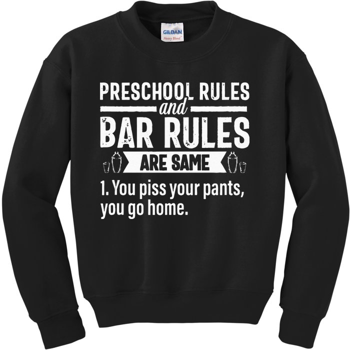 Funny Bartender Gift Women Men Rules Bartending Mixologist Kids Sweatshirt