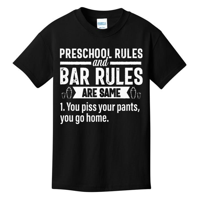 Funny Bartender Gift Women Men Rules Bartending Mixologist Kids T-Shirt