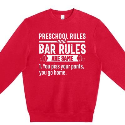 Funny Bartender Gift Women Men Rules Bartending Mixologist Premium Crewneck Sweatshirt