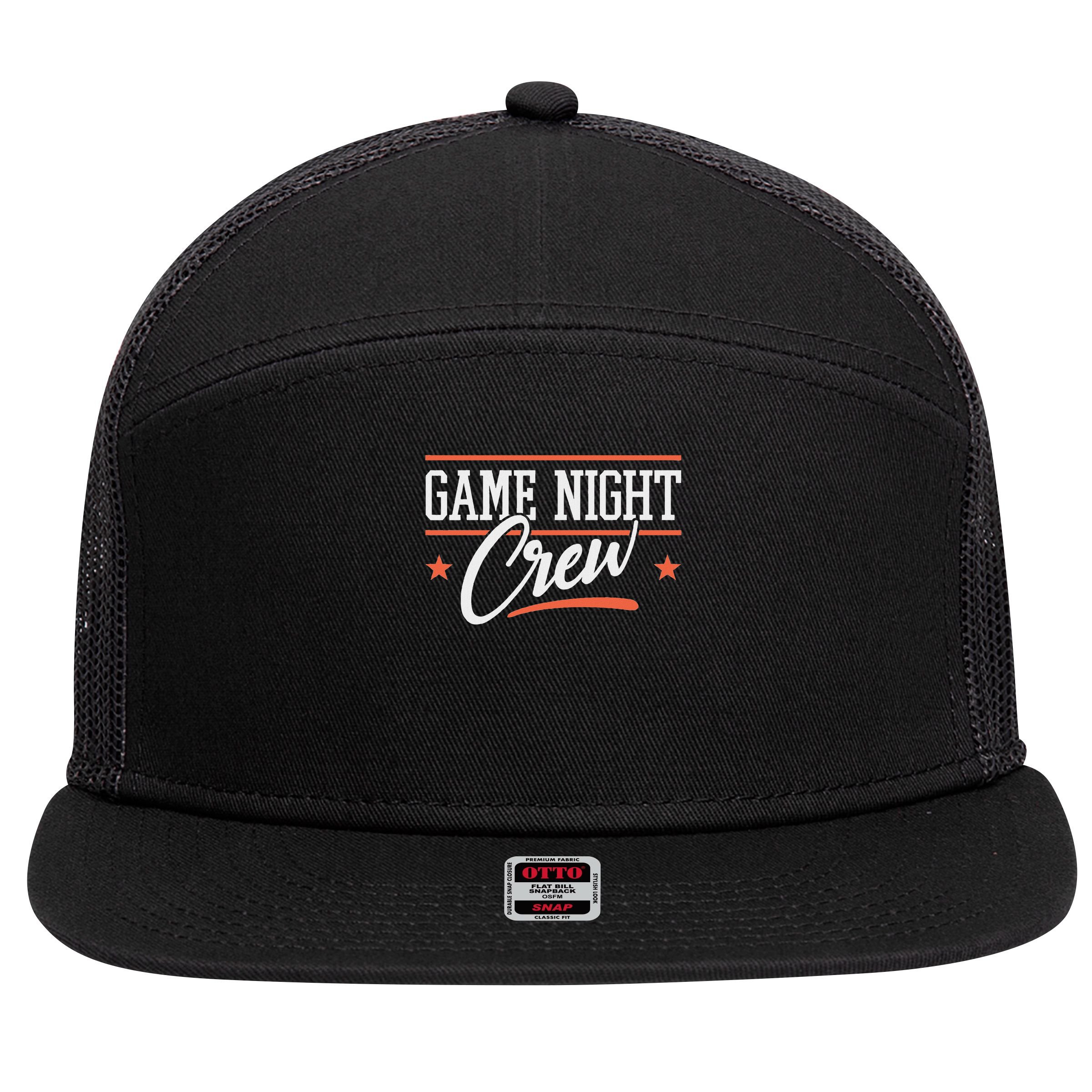 Family Board Game Night I Game Night Crew 7 Panel Mesh Trucker Snapback Hat