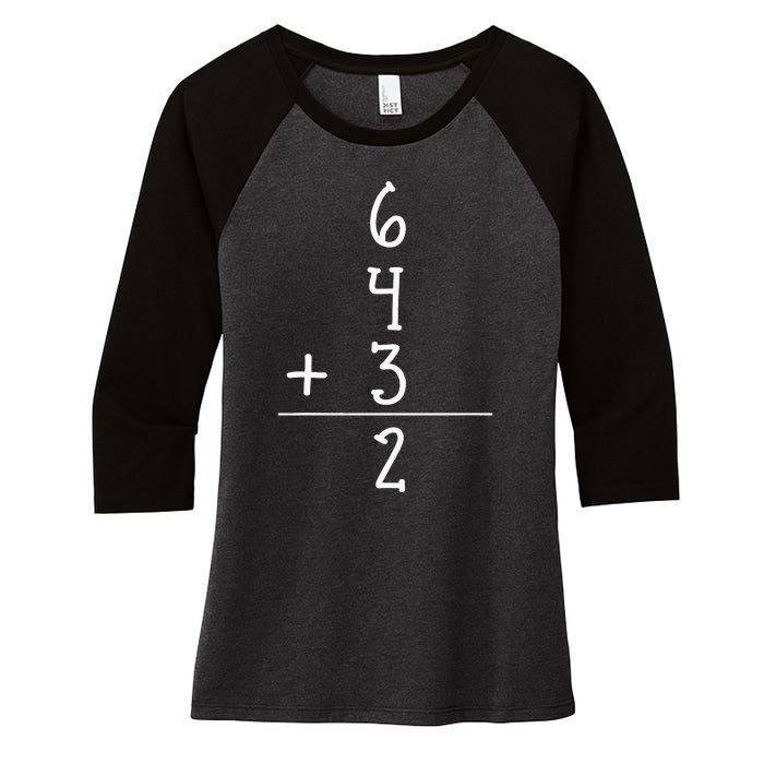 Funny Baseball Gift 6+4+3 2 Baseball Double Play Women's Tri-Blend 3/4-Sleeve Raglan Shirt