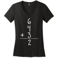 Funny Baseball Gift 6+4+3 2 Baseball Double Play Women's V-Neck T-Shirt