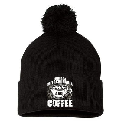 Funny Biology Gift Scientist Mitochondria Coffee Biologist Pom Pom 12in Knit Beanie