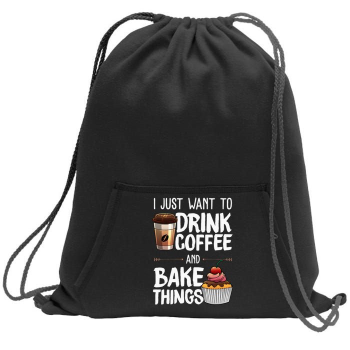 Funny Baking Gift For Men Women Baker Drinking Coffee Lover Sweatshirt Cinch Pack Bag