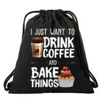 Funny Baking Gift For Men Women Baker Drinking Coffee Lover Drawstring Bag