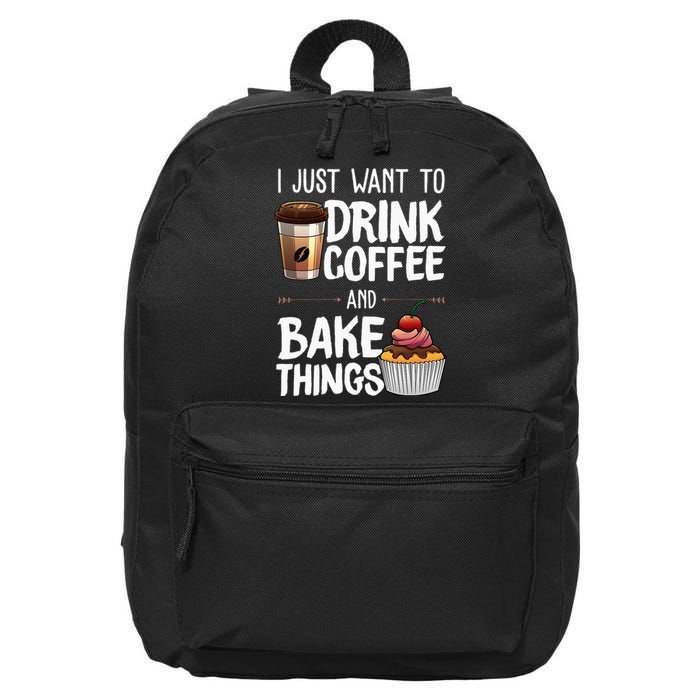 Funny Baking Gift For Men Women Baker Drinking Coffee Lover 16 in Basic Backpack