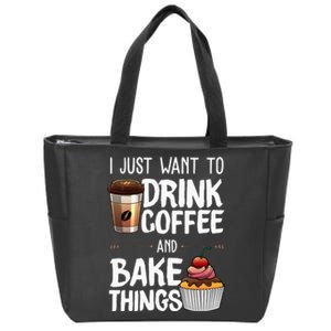 Funny Baking Gift For Men Women Baker Drinking Coffee Lover Zip Tote Bag