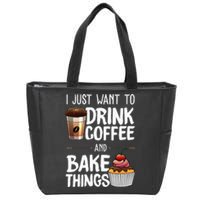 Funny Baking Gift For Men Women Baker Drinking Coffee Lover Zip Tote Bag