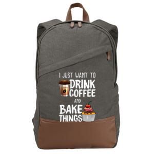 Funny Baking Gift For Men Women Baker Drinking Coffee Lover Cotton Canvas Backpack