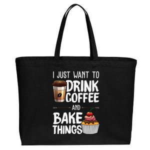 Funny Baking Gift For Men Women Baker Drinking Coffee Lover Cotton Canvas Jumbo Tote