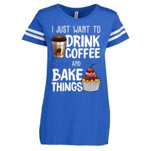 Funny Baking Gift For Men Women Baker Drinking Coffee Lover Enza Ladies Jersey Football T-Shirt