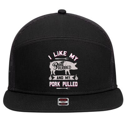 Funny Bbq Grilling Quote Pig Pulled Pork 7 Panel Mesh Trucker Snapback Hat