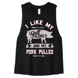 Funny Bbq Grilling Quote Pig Pulled Pork Women's Racerback Cropped Tank