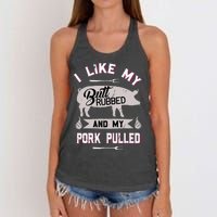 Funny Bbq Grilling Quote Pig Pulled Pork Women's Knotted Racerback Tank