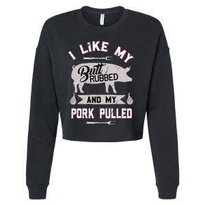 Funny Bbq Grilling Quote Pig Pulled Pork Cropped Pullover Crew