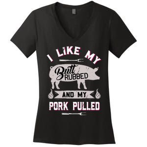 Funny Bbq Grilling Quote Pig Pulled Pork Women's V-Neck T-Shirt