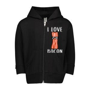 Funny Bacon Gift Cool Geeky I Love Bacon Toddler Zip Fleece Hoodie