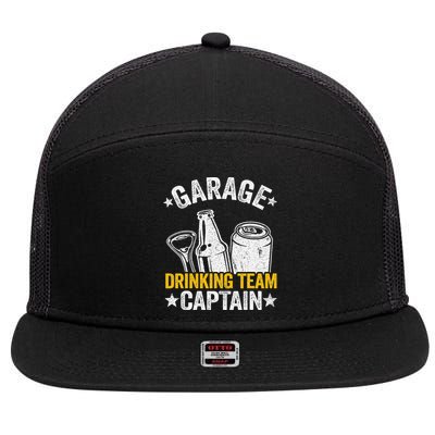 Funny Beer Garage Drinker Garage Drinking Team Captain 7 Panel Mesh Trucker Snapback Hat