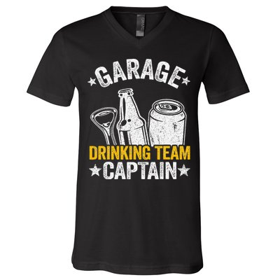 Funny Beer Garage Drinker Garage Drinking Team Captain V-Neck T-Shirt