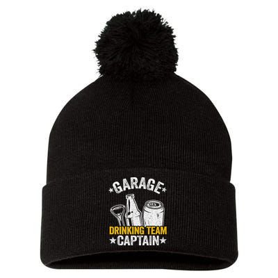 Funny Beer Garage Drinker Garage Drinking Team Captain Pom Pom 12in Knit Beanie