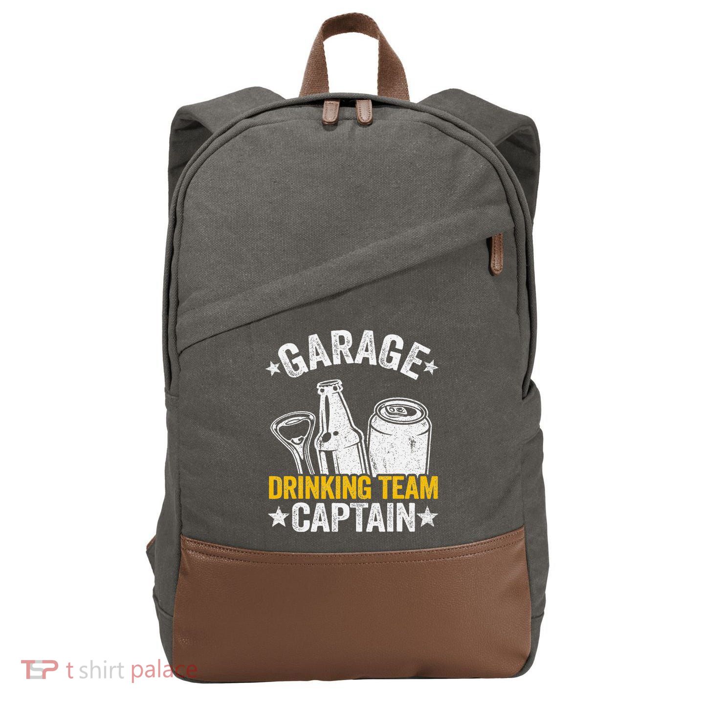 Funny Beer Garage Drinker Garage Drinking Team Captain Cotton Canvas Backpack