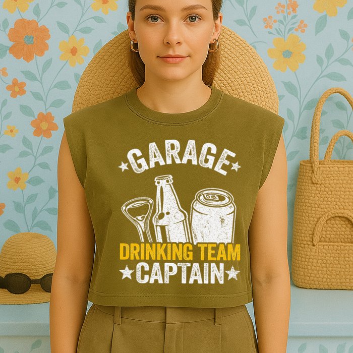 Funny Beer Garage Drinker Garage Drinking Team Captain Garment-Dyed Women's Muscle Tee