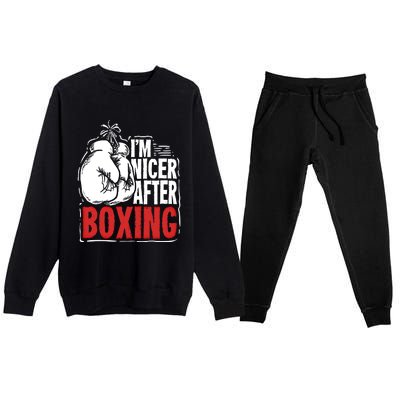 Funny Boxing Gift For A Boxer And Fighter Cool Gift Premium Crewneck Sweatsuit Set