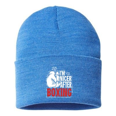 Funny Boxing Gift For A Boxer And Fighter Cool Gift Sustainable Knit Beanie