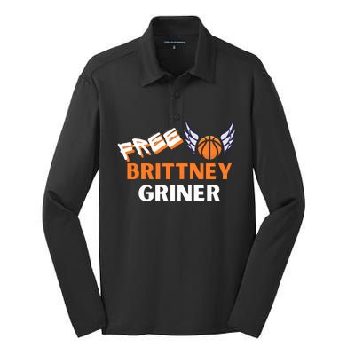 Free Brittney Griner Free BG Basketball Support Silk Touch Performance Long Sleeve Polo