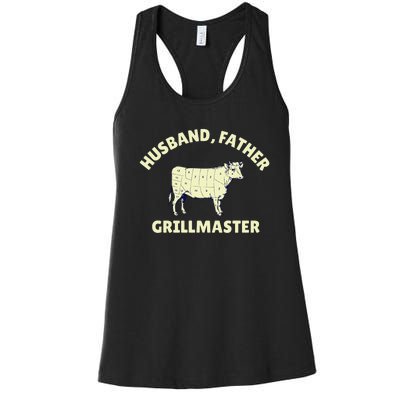 Funny BBQ Grilling Husband Father Grillmaster Women's Racerback Tank