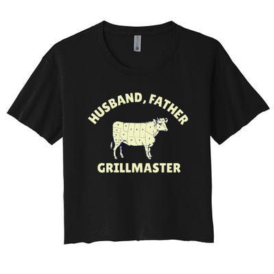 Funny BBQ Grilling Husband Father Grillmaster Women's Crop Top Tee