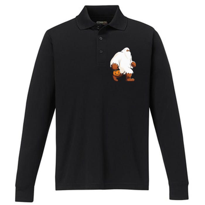 Funny Bigfoot Ghost Halloween Costume Performance Long Sleeve Polo