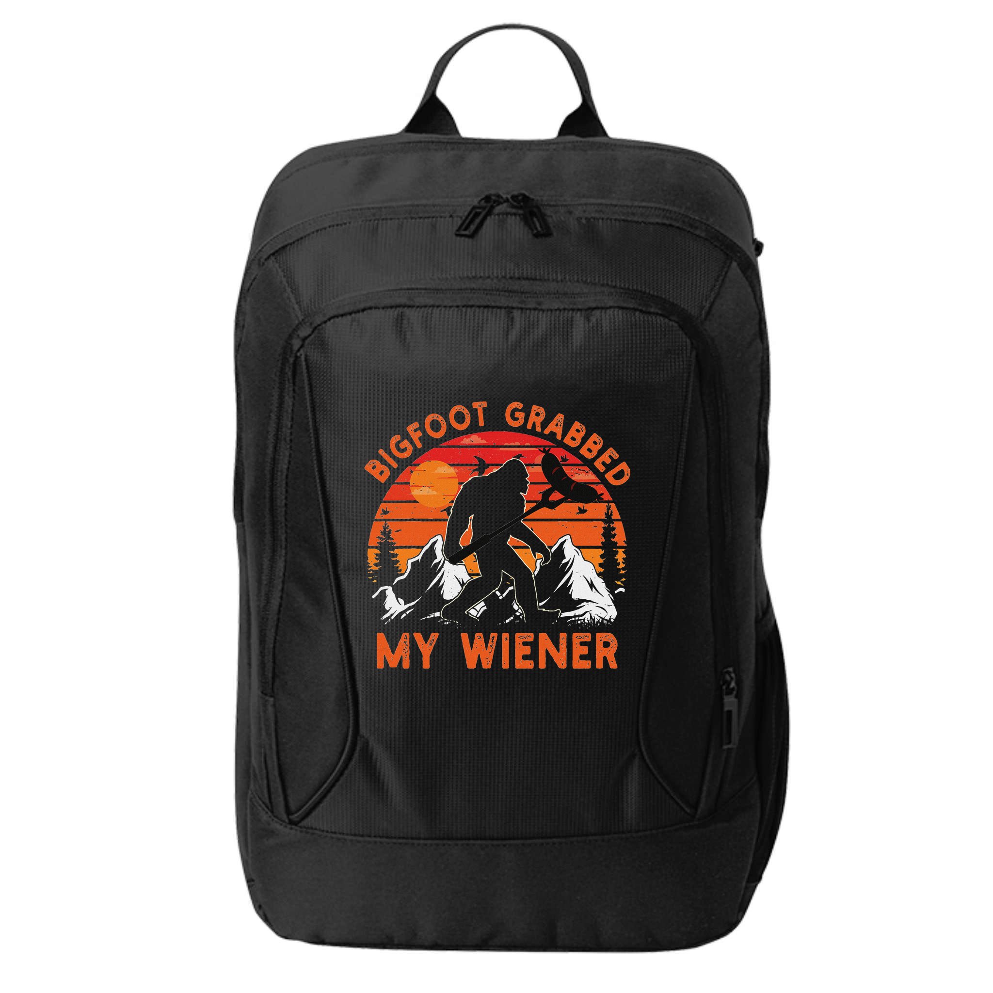 Funny Bigfoot Grabbed My Wiener Retro Bbq Humor City Backpack