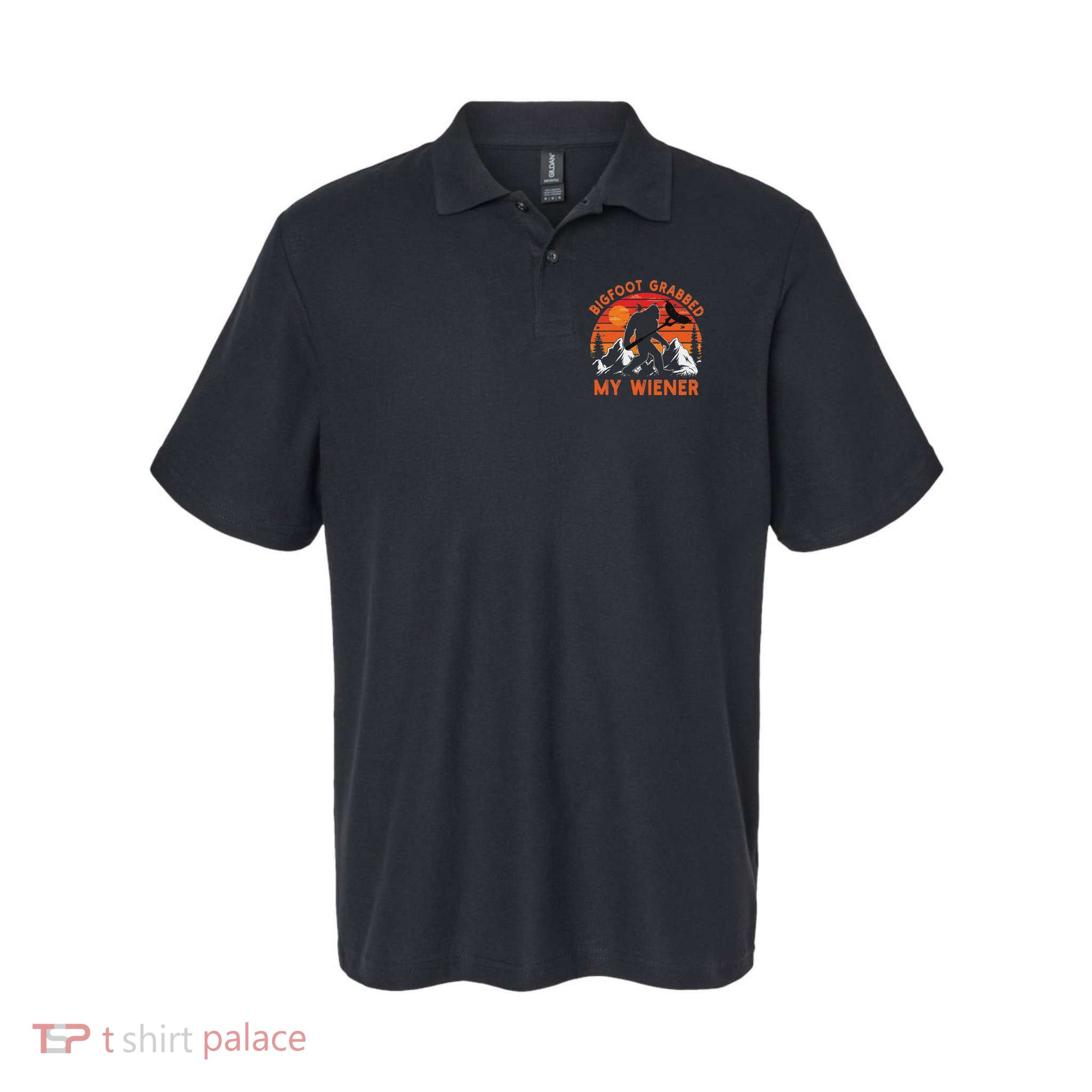 Funny Bigfoot Grabbed My Wiener Retro Bbq Humor Polo