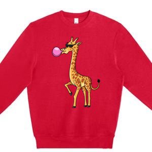 Funny Blowing Giraffe Animal Lover Chewing Candy Premium Crewneck Sweatshirt