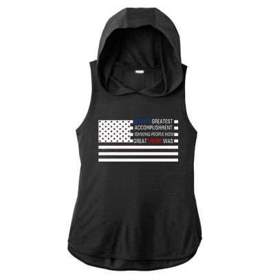 Funny BidenS Greatest Accomplishment Is Showing Trump 2024 Ladies PosiCharge Tri-Blend Wicking Draft Hoodie Tank