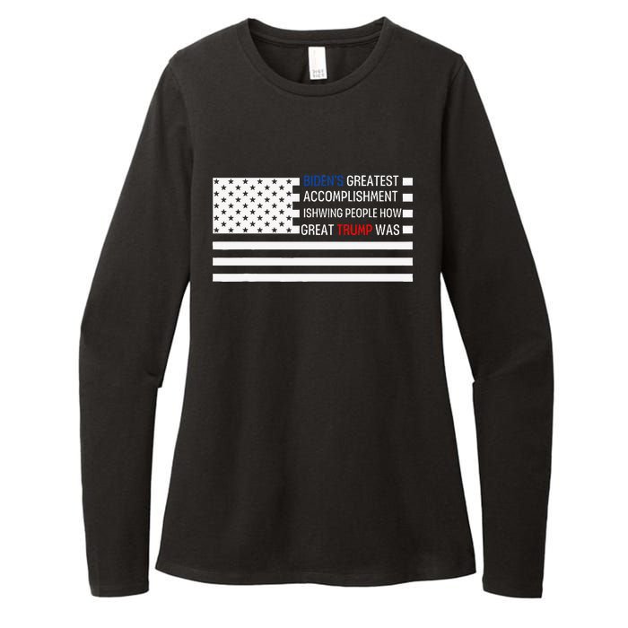 Funny BidenS Greatest Accomplishment Is Showing Trump 2024 Womens CVC Long Sleeve Shirt