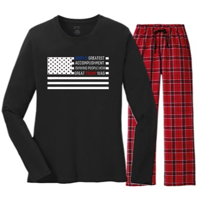 Funny BidenS Greatest Accomplishment Is Showing Trump 2024 Women's Long Sleeve Flannel Pajama Set 